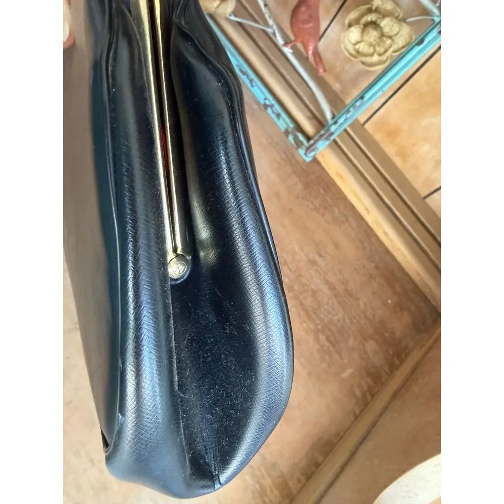 Vintage Delicato Black Retro Mod Rockabilly Structured Classic  50's 60s Handbag